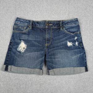 Bullhead Size 3 Distressed Denim Boyfriend Jean Shorts Cuffed Hem